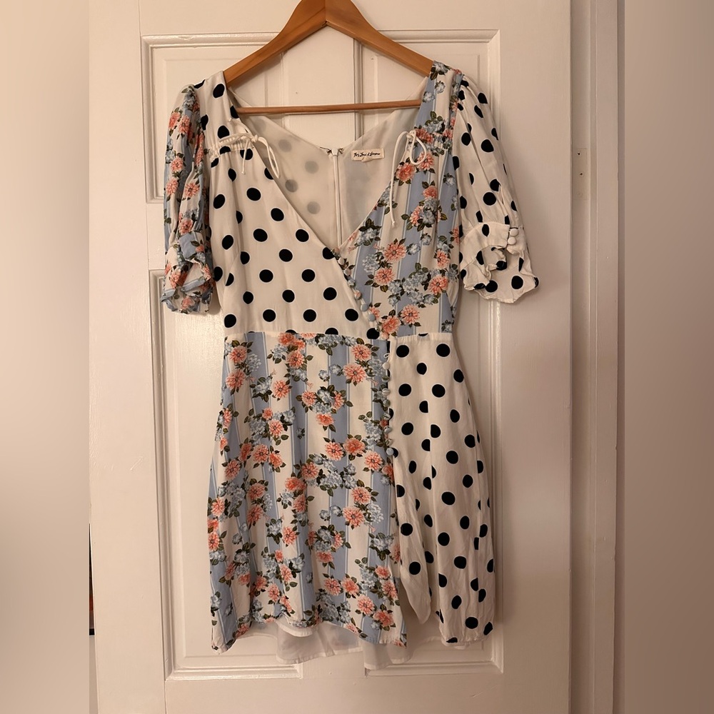 For love and lemons polka dot and floral dress